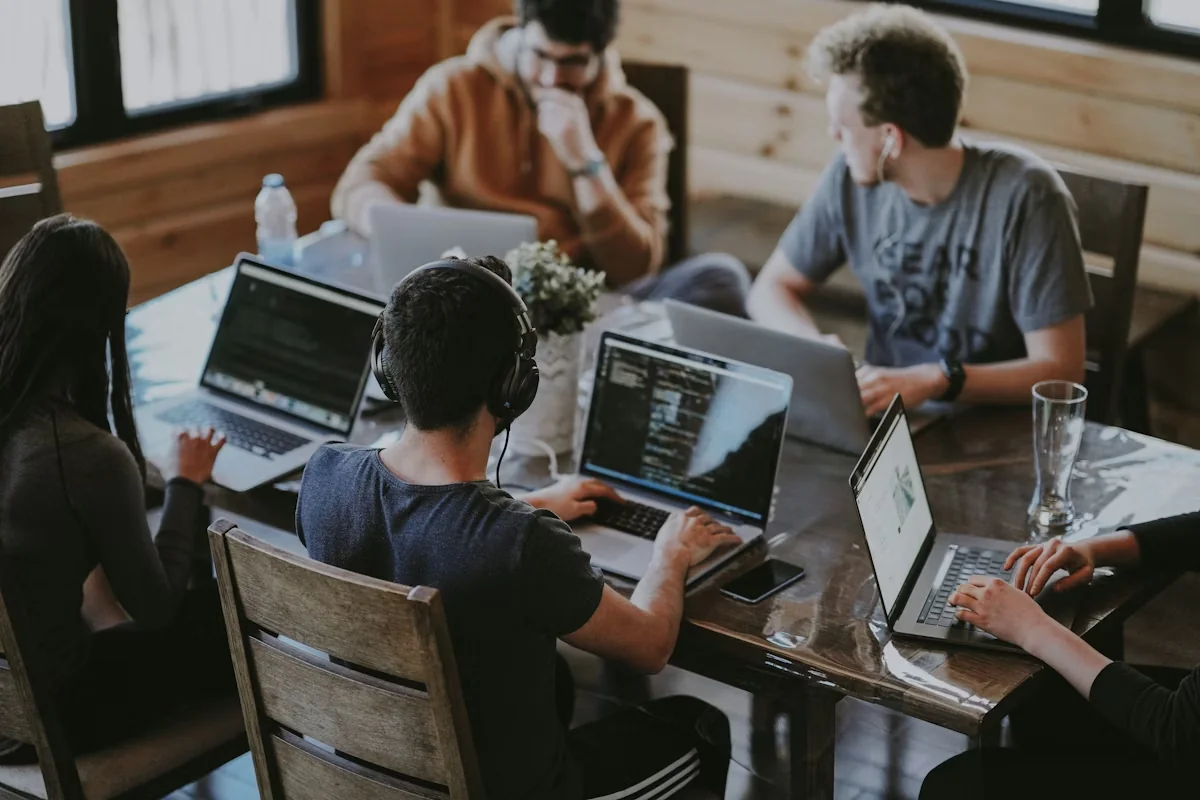 Ascentia team collaborating in a modern office